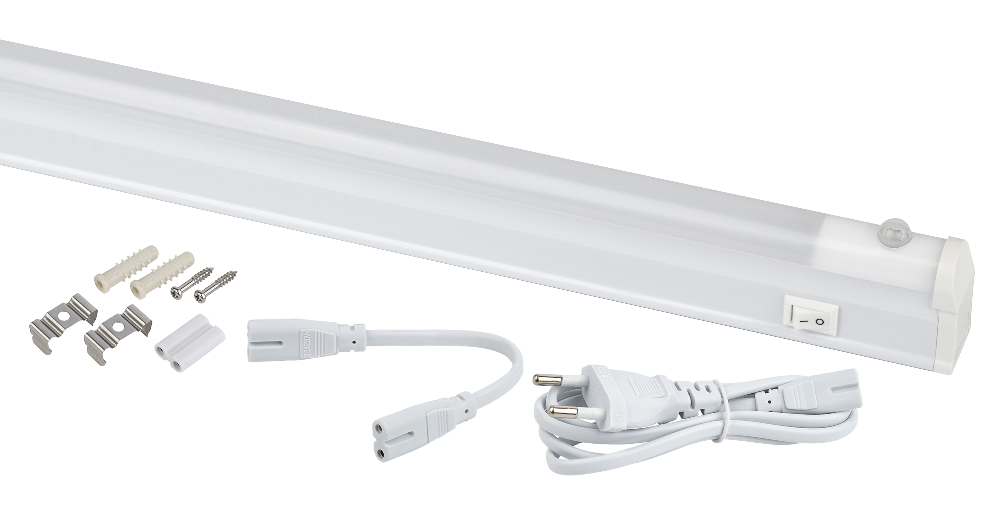 Линейный светодиодный светильник ЭРА LLED-02-04W-4000-MS-W 4Вт 4000K L314мм с датчиком движения и освещения