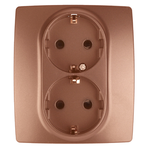 Розетка ЭРА Серия 12 12-2104-14 2X2P+E Schuko со шторками 16A-250В IP20 медь