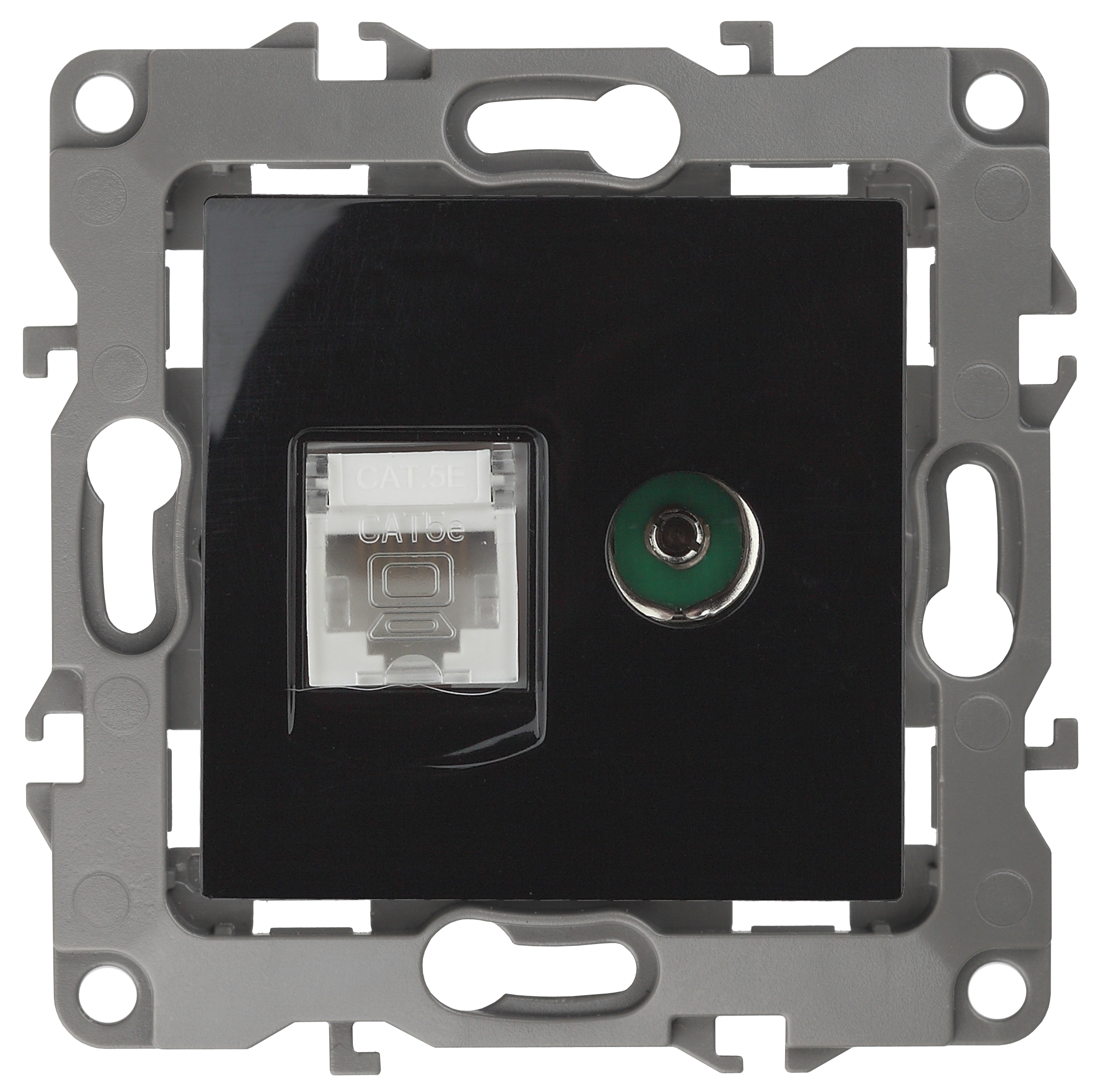 Розетка ЭРА Серия 12 12-3110-06 комбинированная RJ45+TV IP20 чёрный