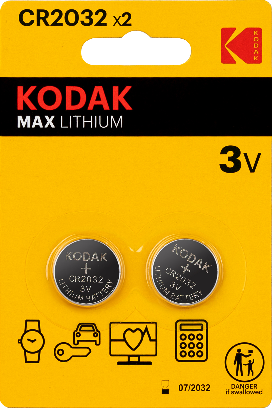 Батарейки Kodak CR2032-2BL MAX Lithium (60/240/43200)