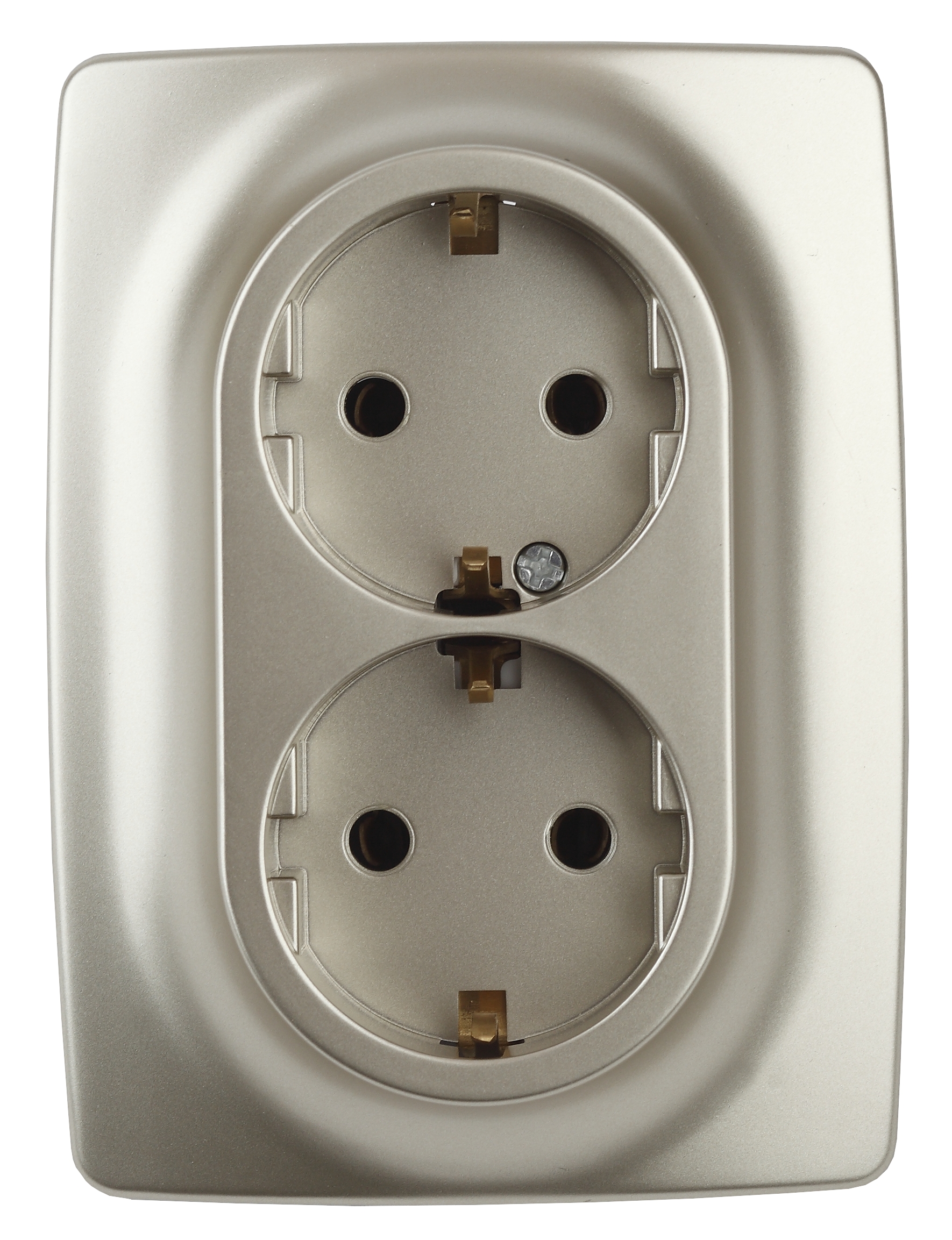 Розетка ЭРА Серия 12 12-2106-04 двойная с заземлением 2X2P+E Schuko 16A-250В IP20 шампань