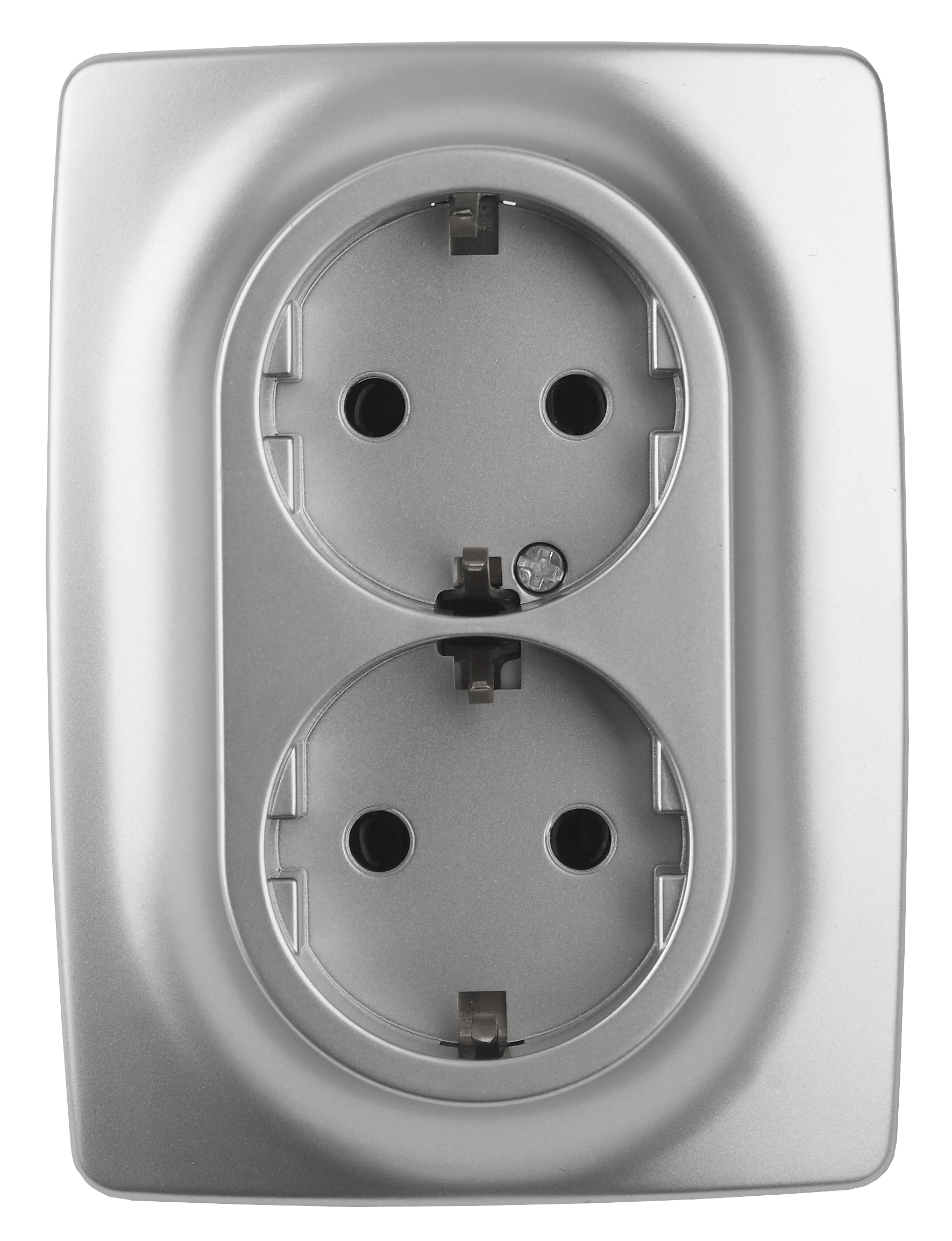Розетка ЭРА Серия 12 12-2106-03 двойная с заземлением 2X2P+E Schuko 16A-250В IP20 алюминий
