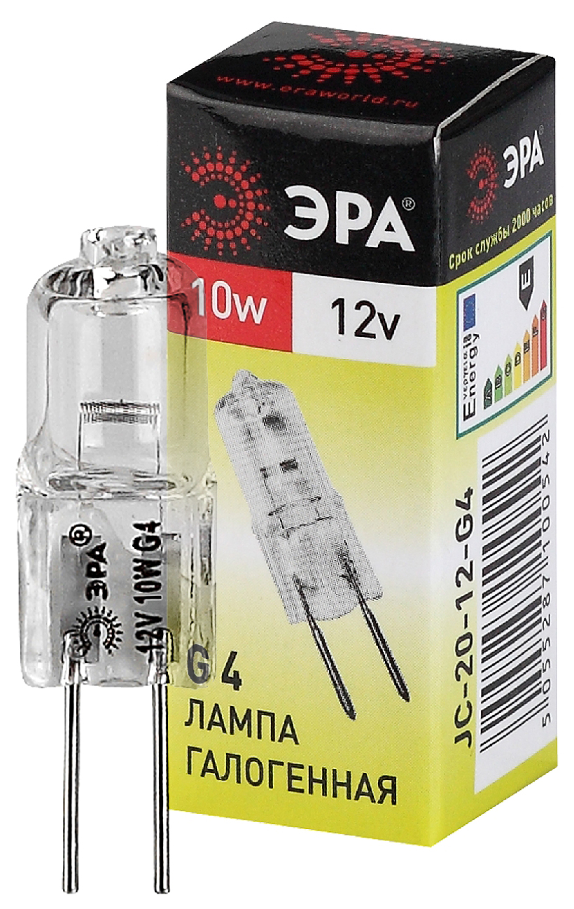 Лампа галогенная ЭРА JC-10W-12V-G4 10Вт капсула теплый белый свет G4