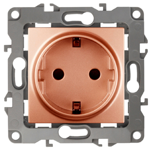 Розетка ЭРА Серия 12 12-2001-14 2P+E Schuko 16A-250В IP20 без м.лапок медь