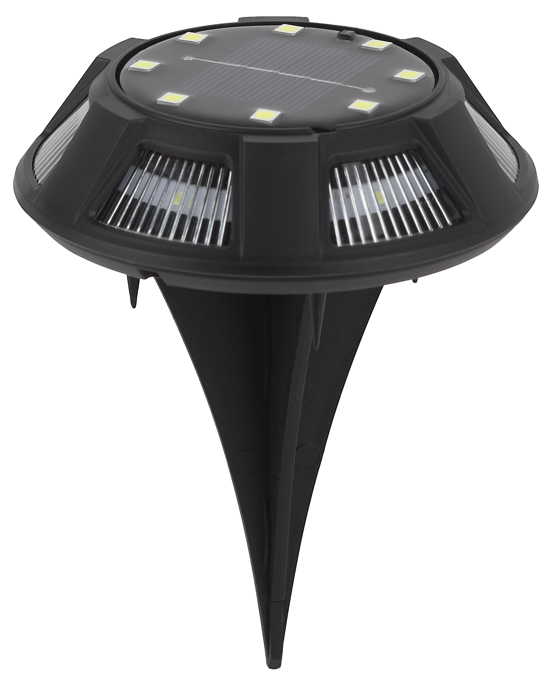ERAST024-01 ЭРА Садовая подсветка Таблетка на солнечной батарее, сталь, пластик, 8 LED, 11,5*11,5*3 см