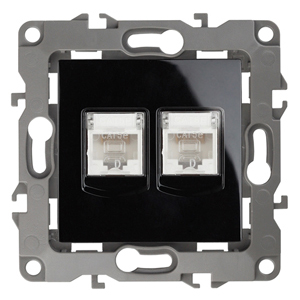 Розетка ЭРА Серия 12 12-3108-06 информационная двойная 2XRJ45 IP20 чёрный