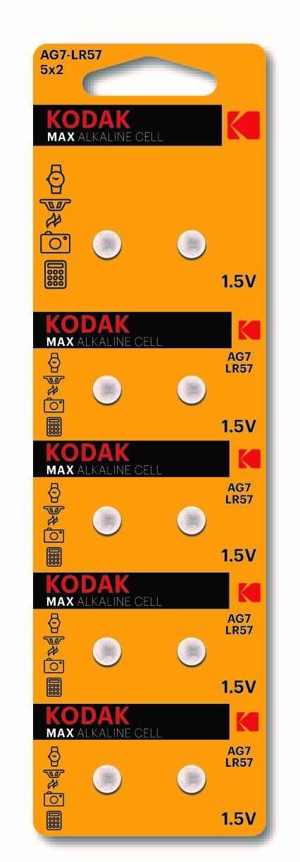 Батарейки Kodak AG7 (399) LR926, LR57 [KAG7-10] MAX Button Cell (100/1000/98000)