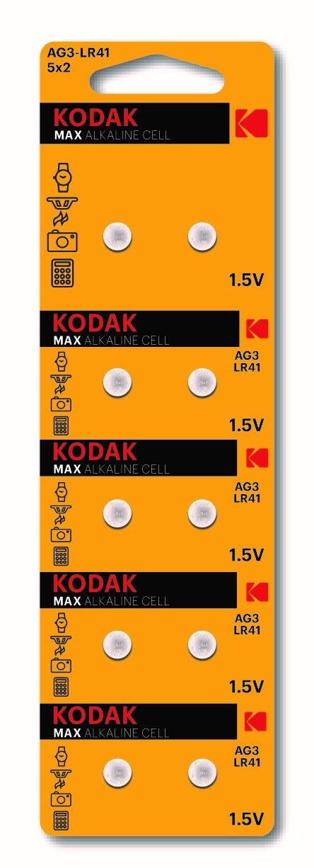Батарейки Kodak AG3 (392) LR736, LR41 [KAG3-10] MAX Button Cell (100/1000/80000)
