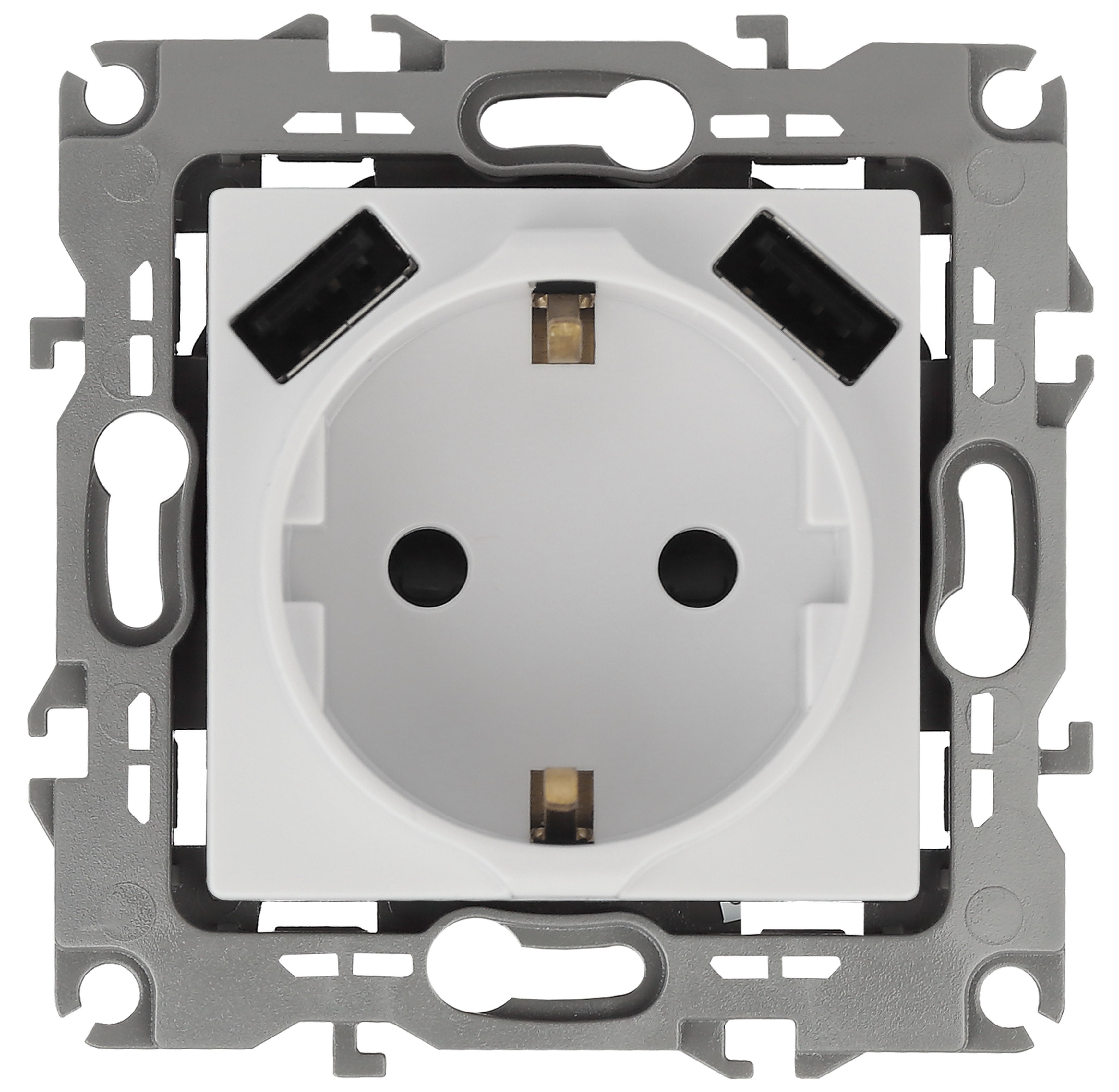Розетка ЭРА Серия 12 12-4109-01 2P+E 16A-250В штор. с 2xUSB 5В-3А белый