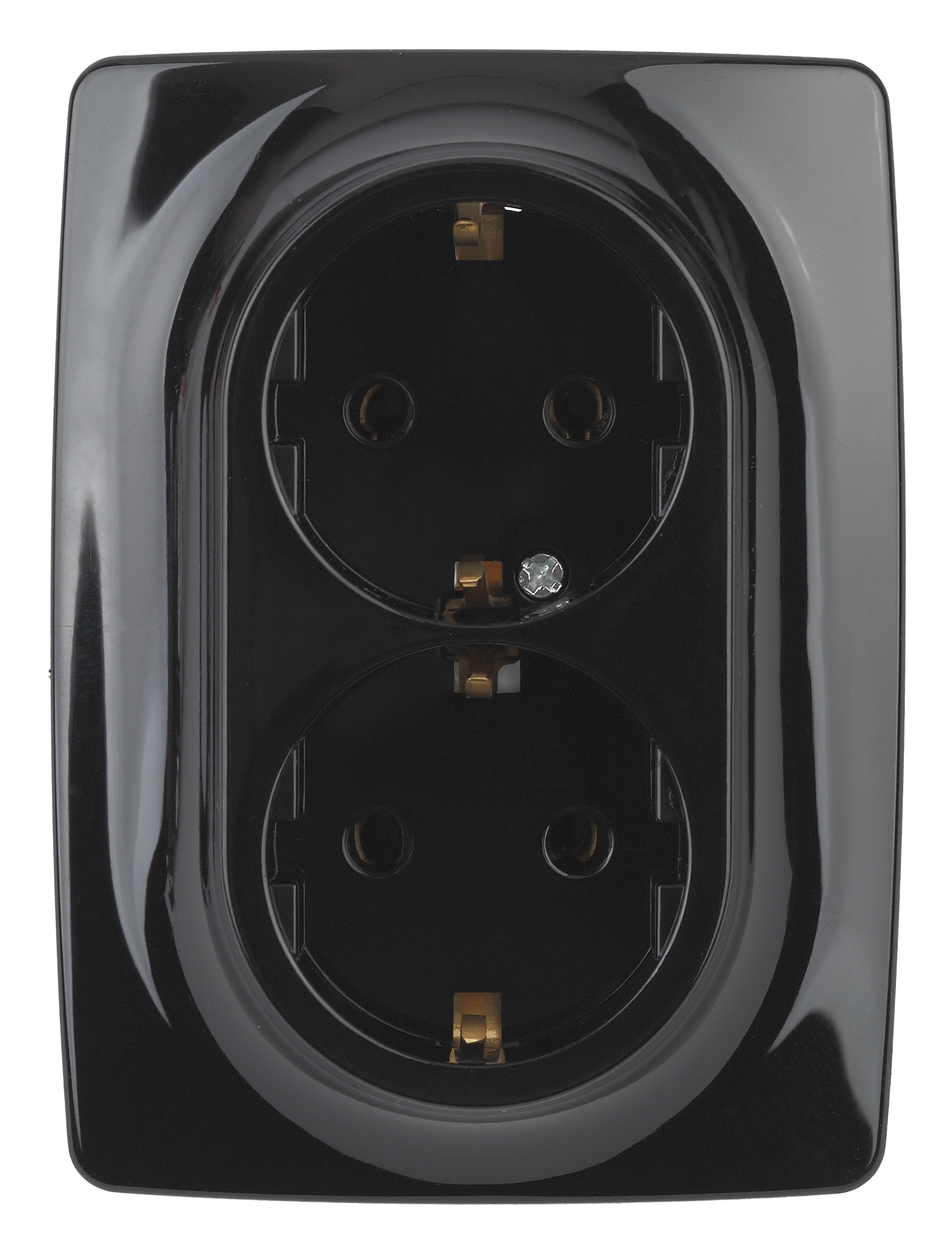 Розетка ЭРА Серия 12 12-2106-06 двойная с заземлением 2X2P+E Schuko 16A-250В IP20 чёрный
