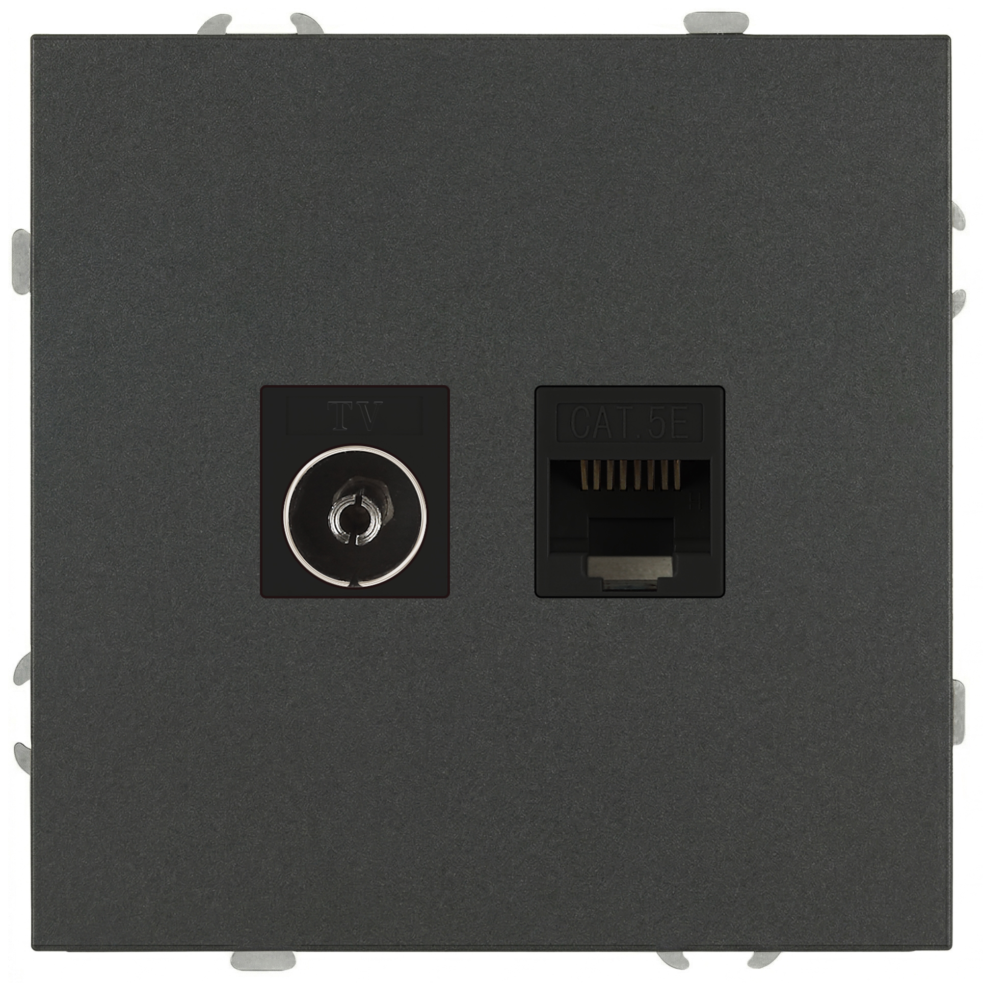 Розетка ЭРА Galaxy 15-3110-06 комбинированная RJ45+TV IP20 графит