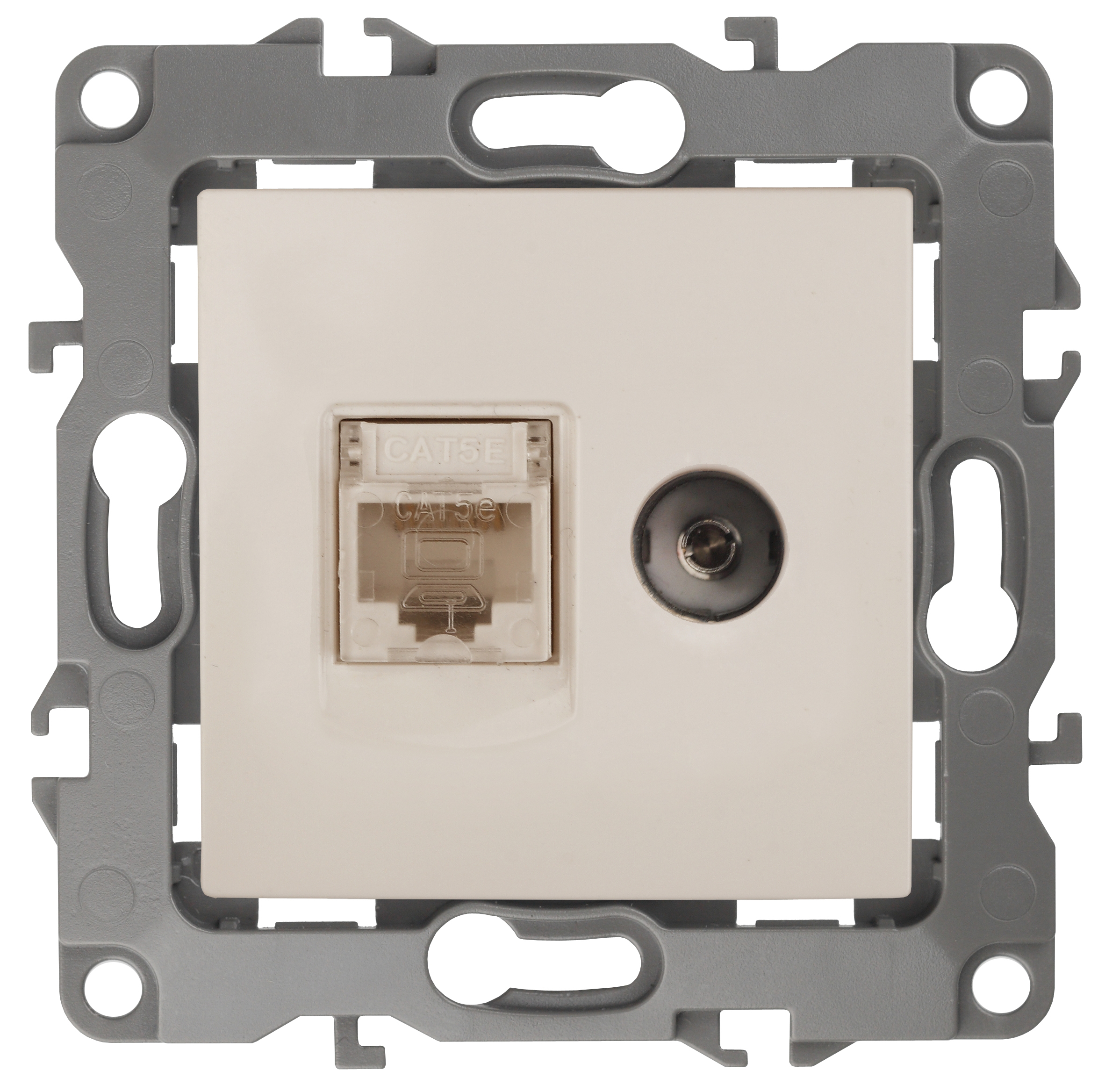Розетка ЭРА Серия 12 12-3110-02 комбинированная RJ45+TV IP20 слоновая кость