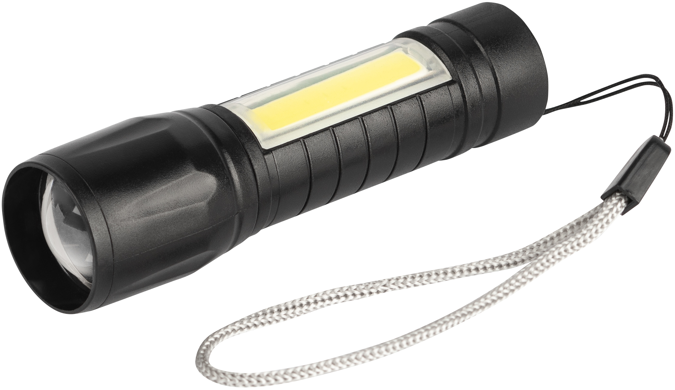 Светодиодный фонарь Трофи UA-101 аккумуляторный 3Вт LED + 3Вт COB оптический Zoom 3 режима