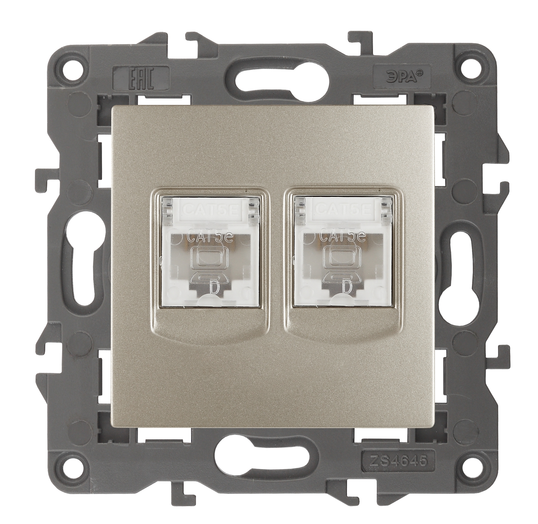 Розетка ЭРА Elegance 14-3108-04 информационная двойная 2хRJ45 IP20 шампань