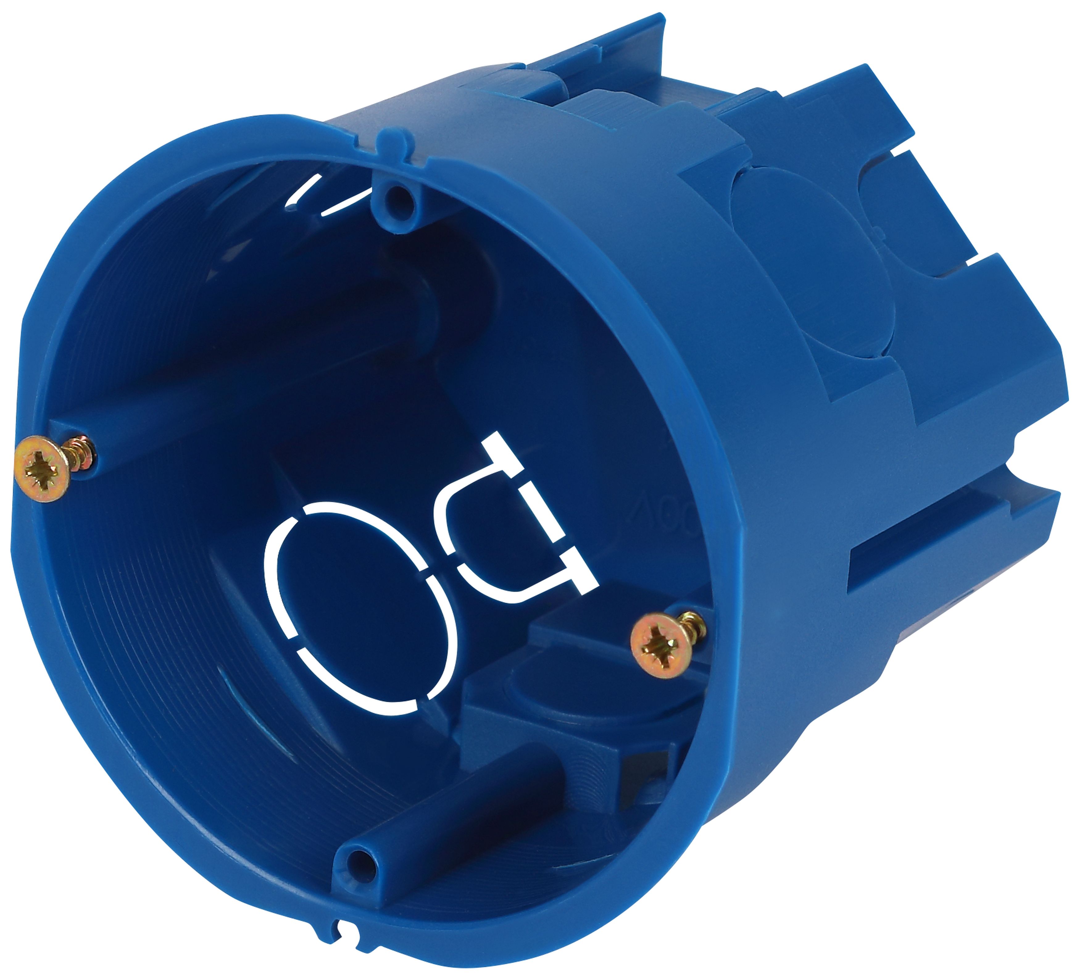 Коробка установочная ЭРА KUT-68-60-blue синяя 68х60мм для твердых стен саморезы IP20
