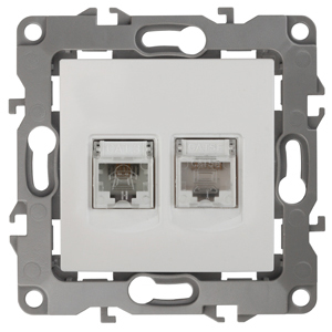Розетка ЭРА Серия 12 12-3109-02 комбинированная RJ45+RJ11 IP20 слоновая кость