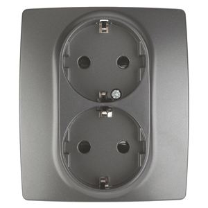 Розетка ЭРА Серия 12 12-2104-12 2X2P+E Schuko со шторками 16A-250В IP20 графит