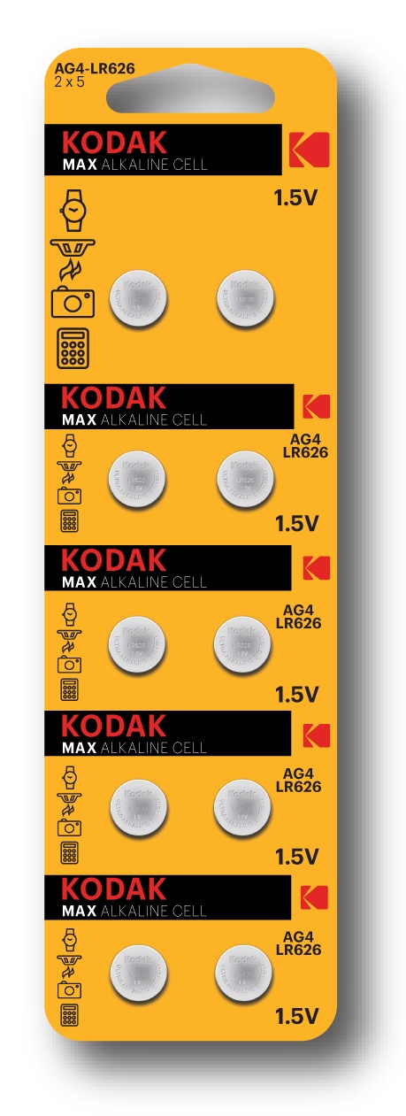 Батарейки Kodak AG4 (377) LR626, LR66 [KAG4-10] MAX Button Cell (100/1000/98000)
