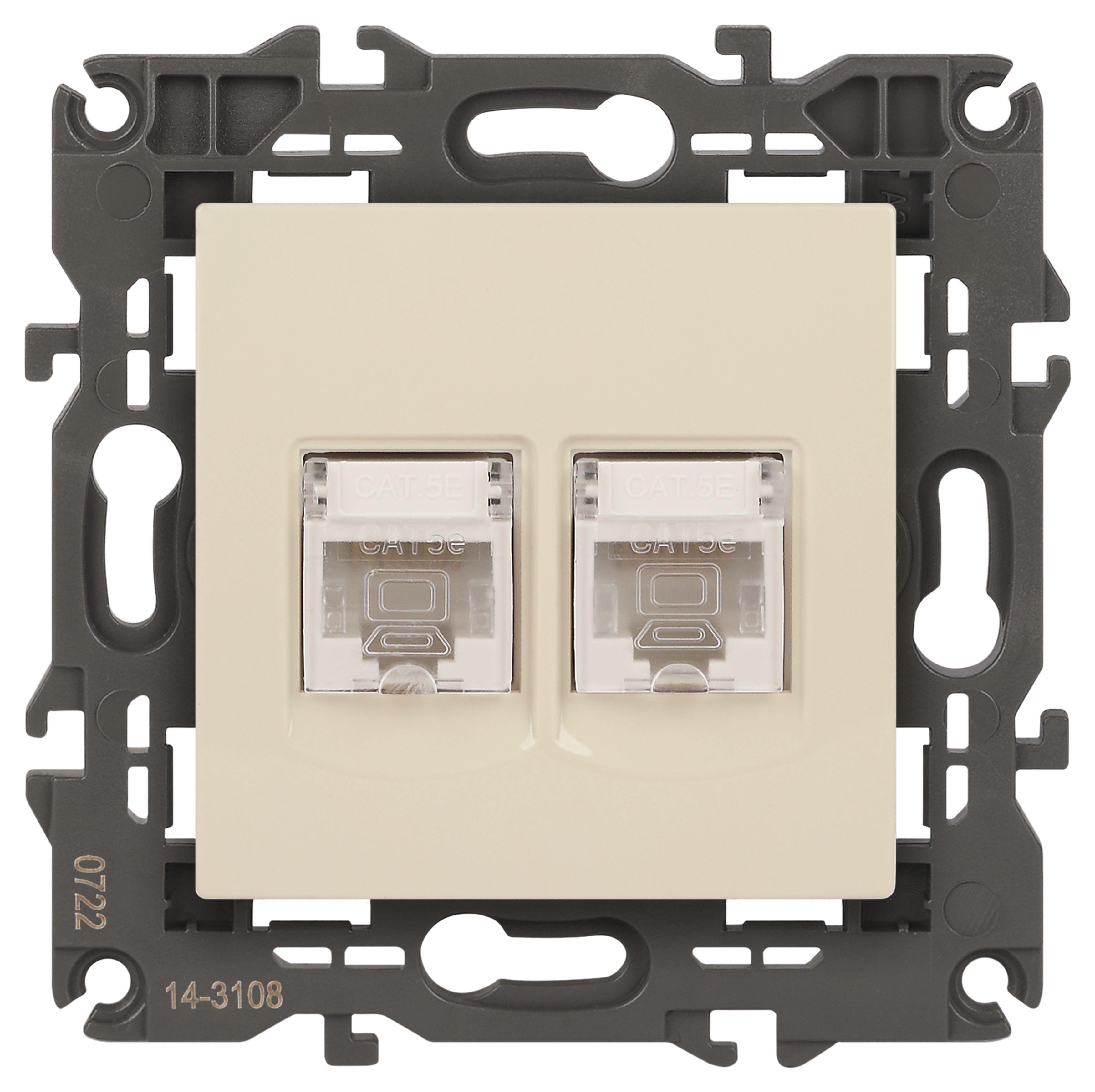 Розетка ЭРА Elegance 14-3108-02 информационная двойная 2хRJ45 IP20 слоновая кость