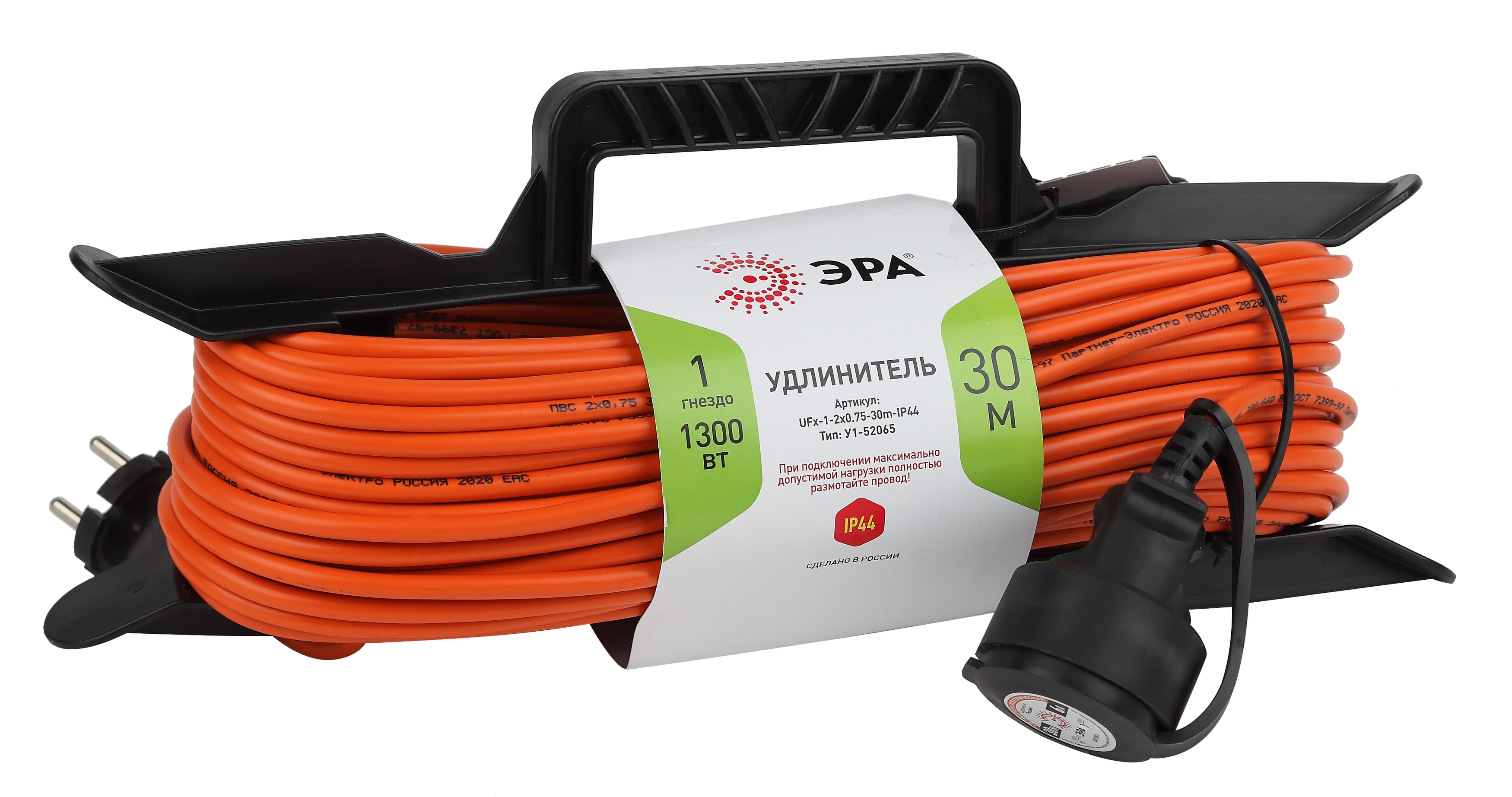 Удлинитель силовой ЭРА UFx-1-2x0.75-30m на рамке без заземления 1 розетка 30м ПВС 2x0.75мм2