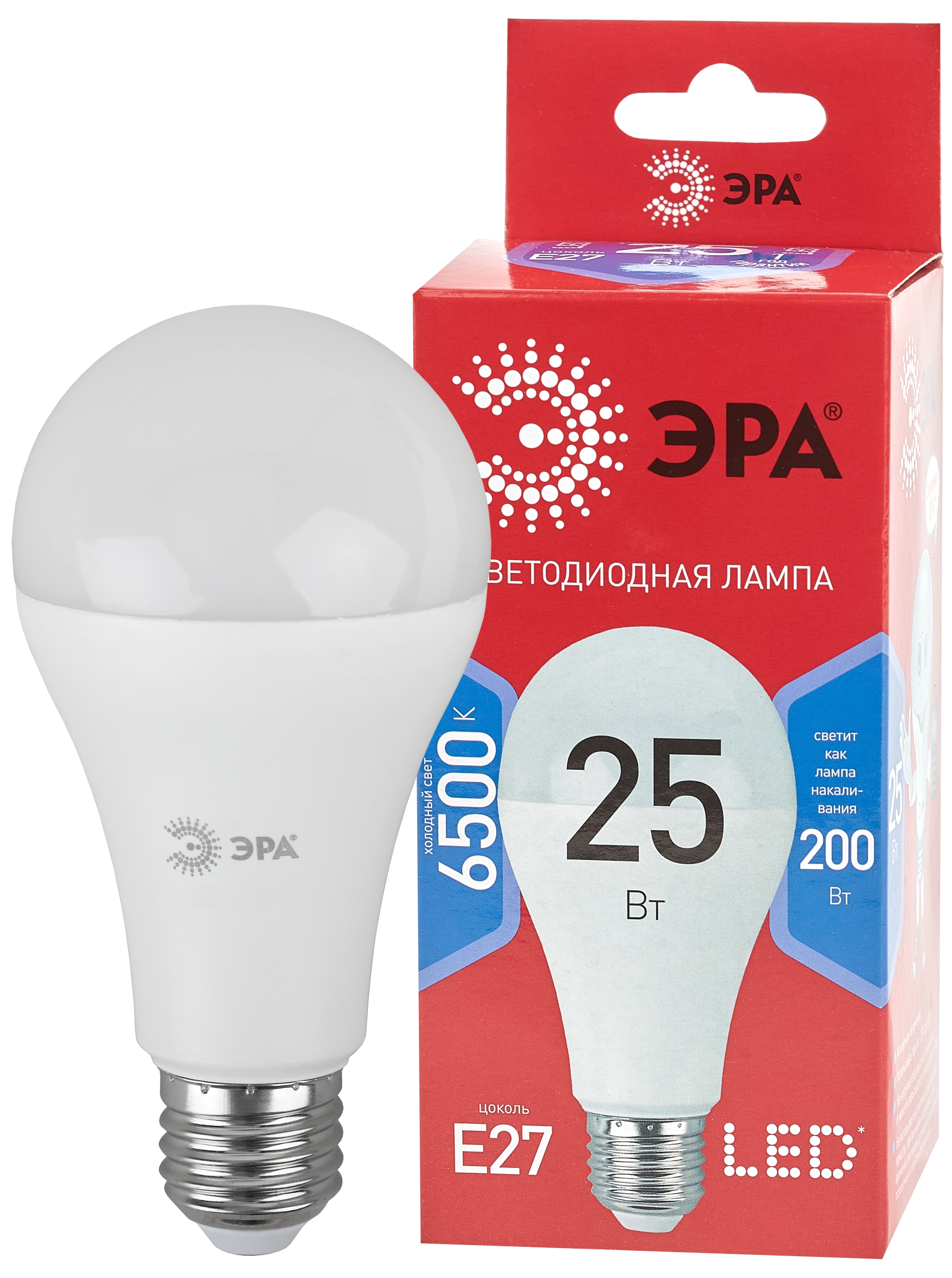 Лампа светодиодная ЭРА RED LINE LED A65-25W-865-E27 R 25Вт груша холодный дневной свет Е27