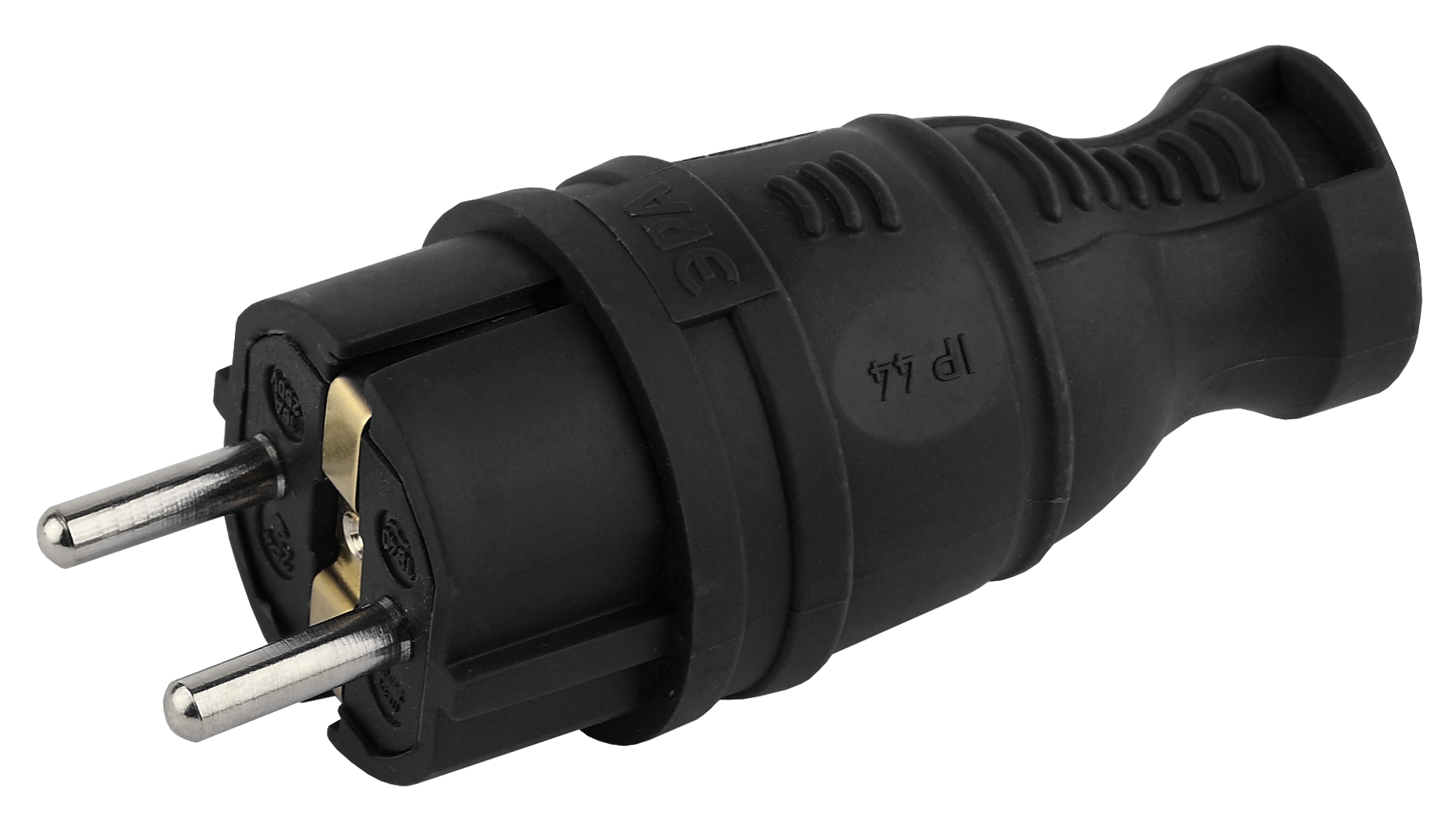 Вилка ЭРА V8-B-IP44 каучуковая с заземлением прямая 16A IP44 черная