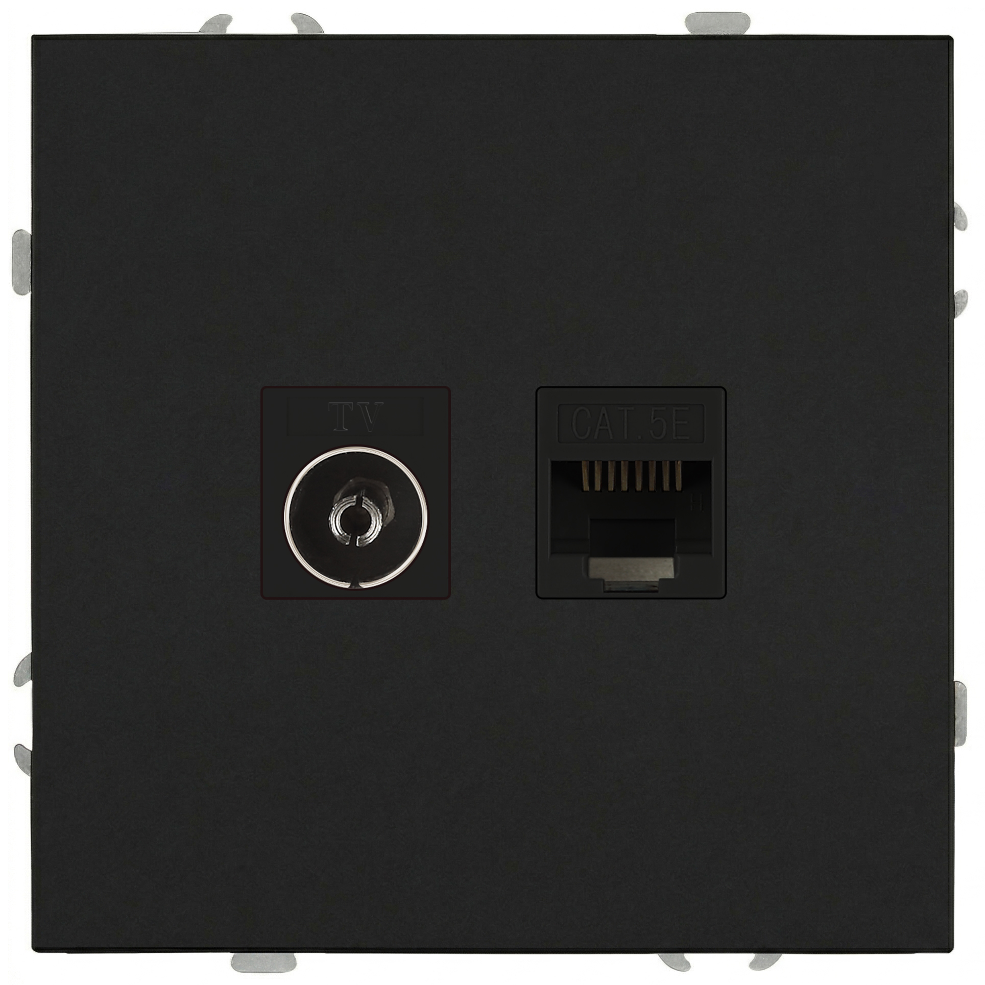 Розетка ЭРА Galaxy 15-3110-05 комбинированная RJ45+TV IP20 антрацит