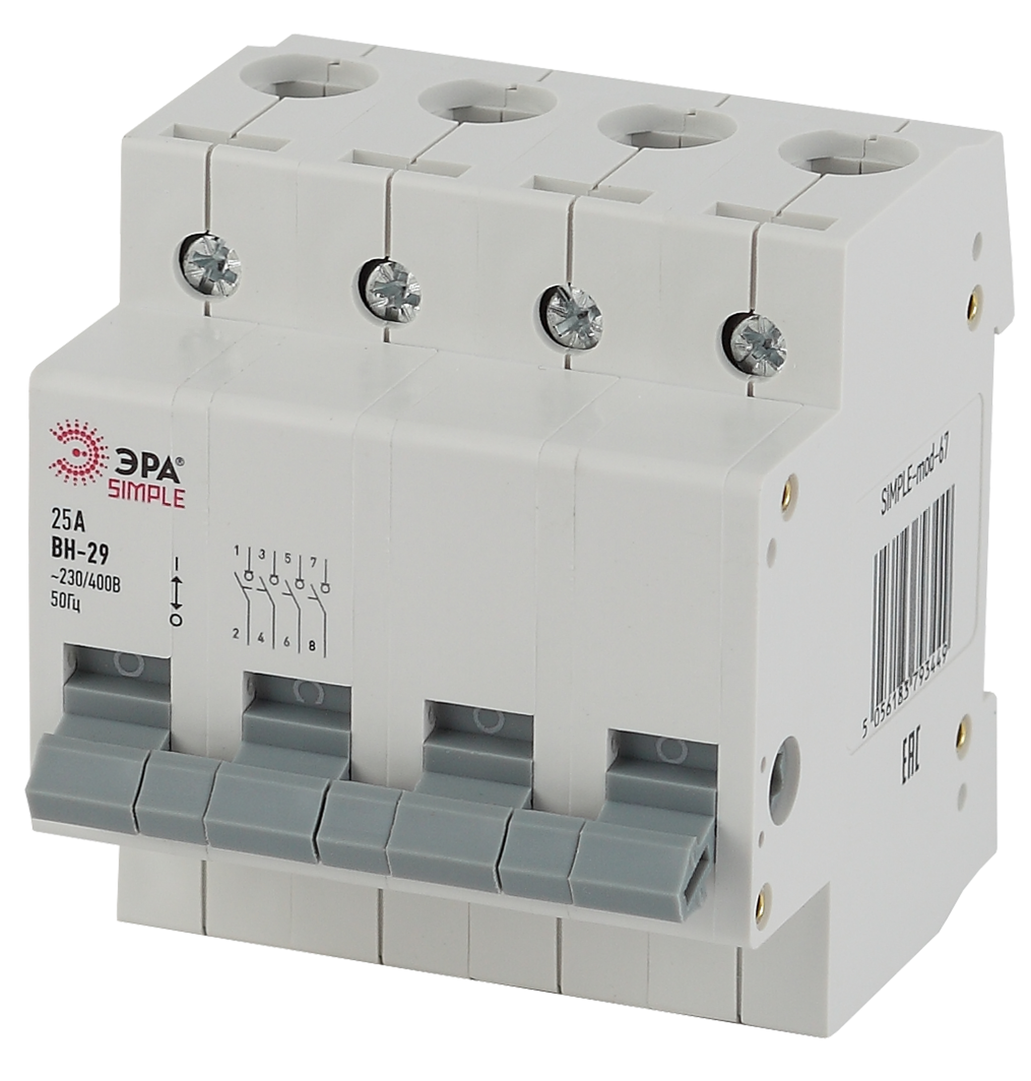 Выключатель нагрузки ЭРА SIMPLE SIMPLE-mod-68 4P 25А ВН-29