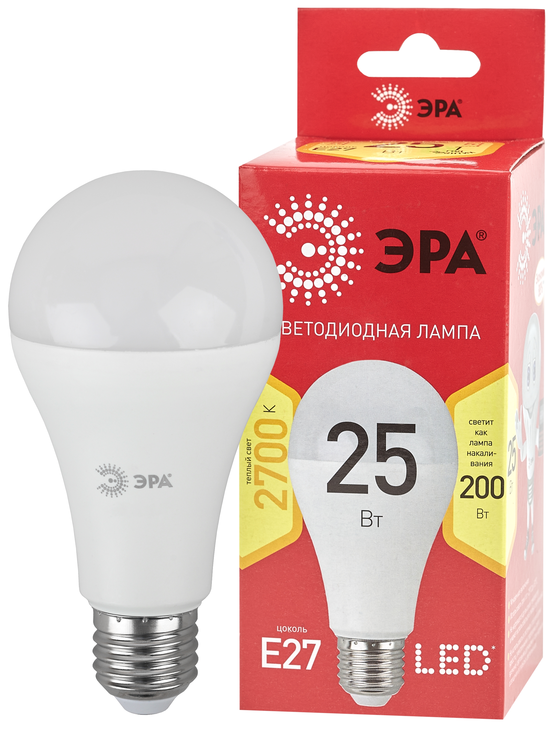 Лампа светодиодная ЭРА RED LINE LED A65-25W-827-E27 R 25Вт груша теплый белый свет Е27