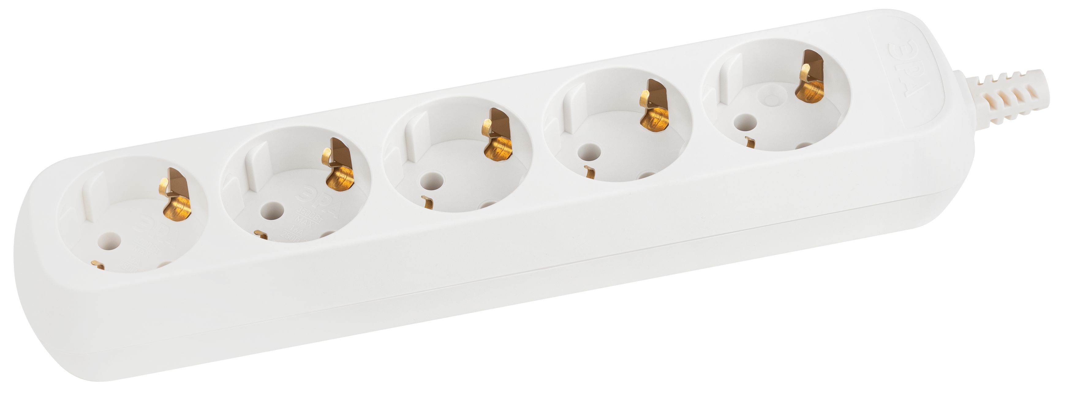 Колодка ЭРА KX-5e электрическая 5 розеток с заземлением белая