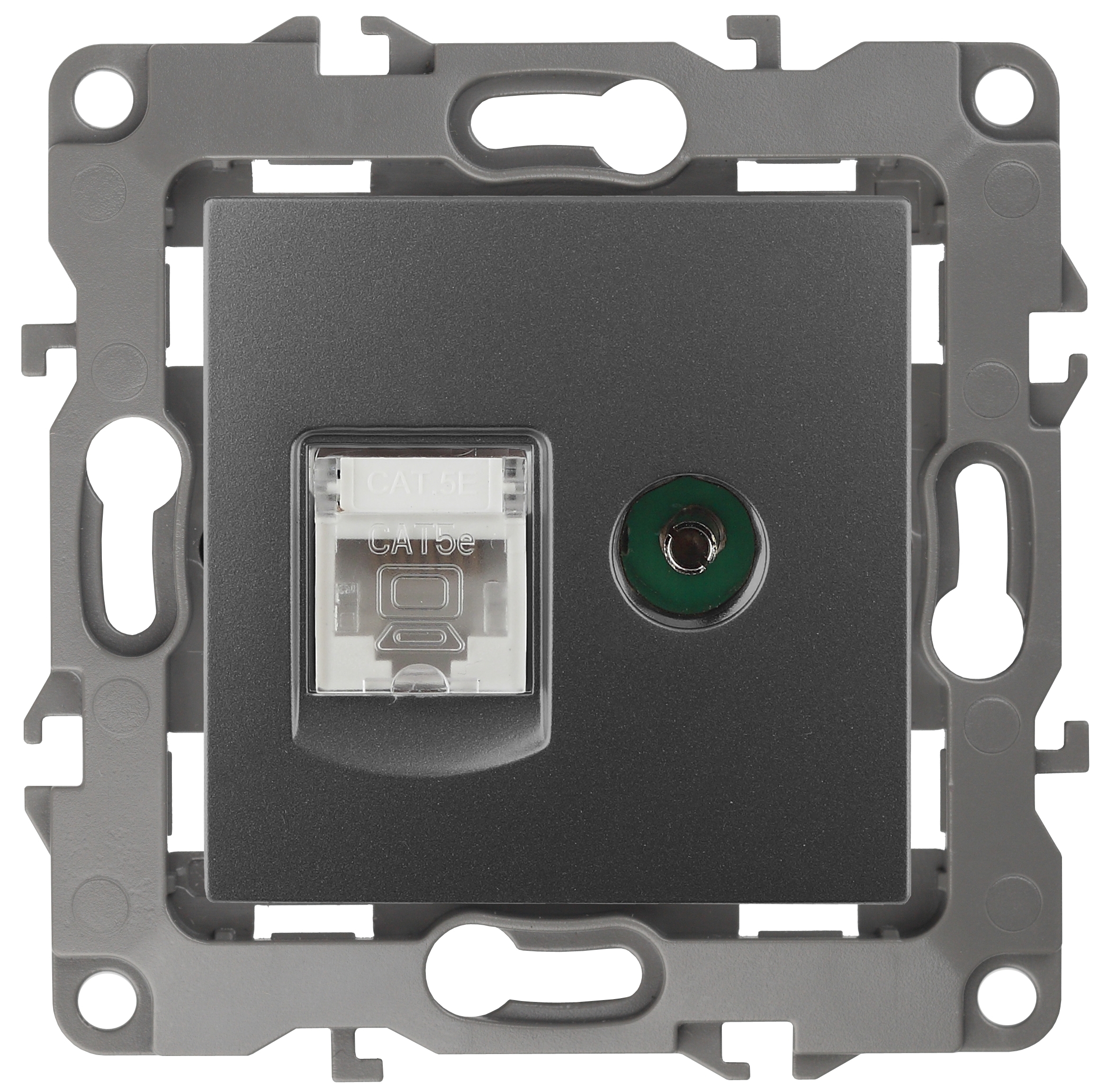 Розетка ЭРА Серия 12 12-3110-12 комбинированная RJ45+TV IP20 графит
