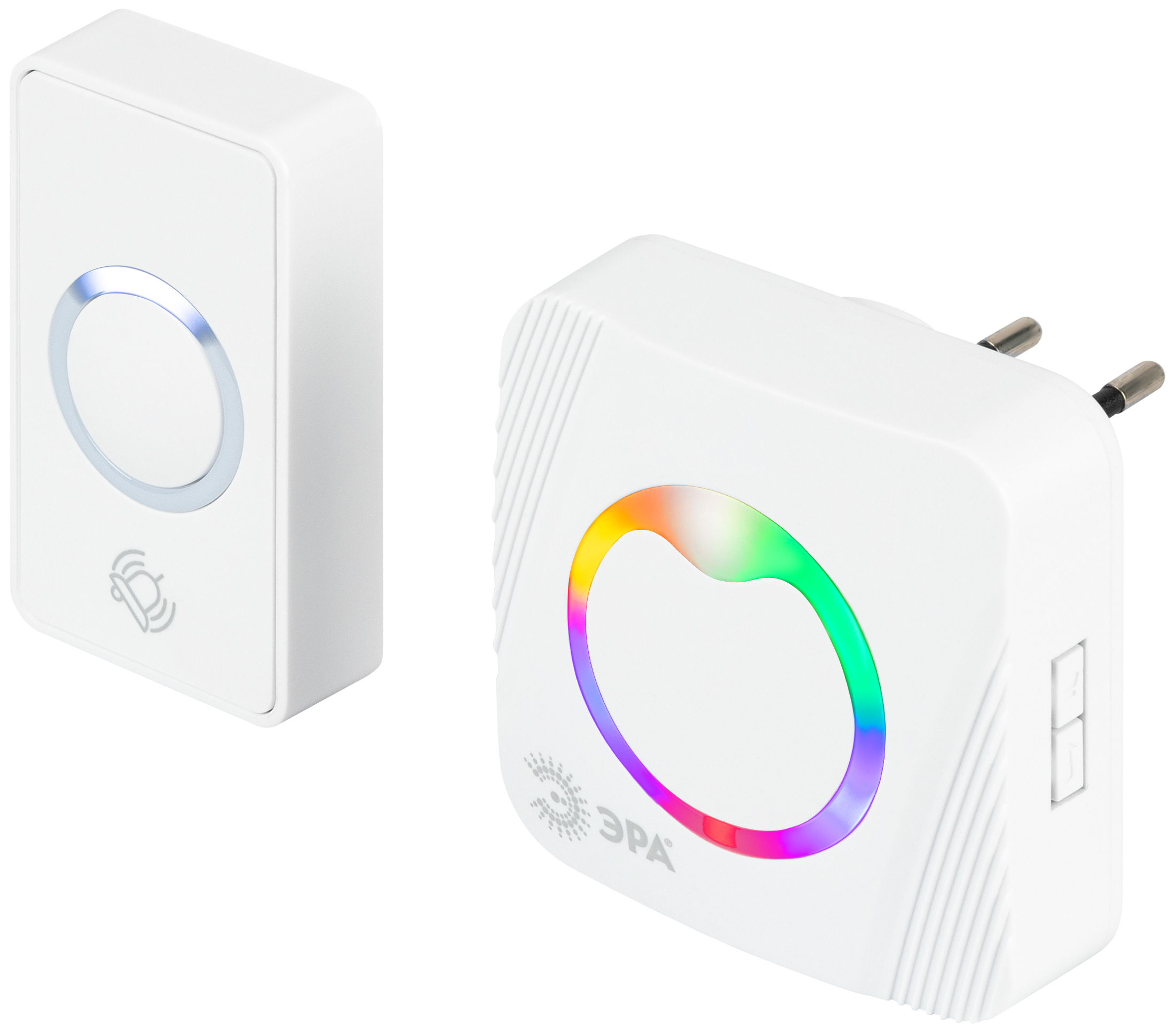 Звонок дверной ЭРА POLYCOLOR C101 беспроводной RGB подсветка от сети белый 36 мелодий