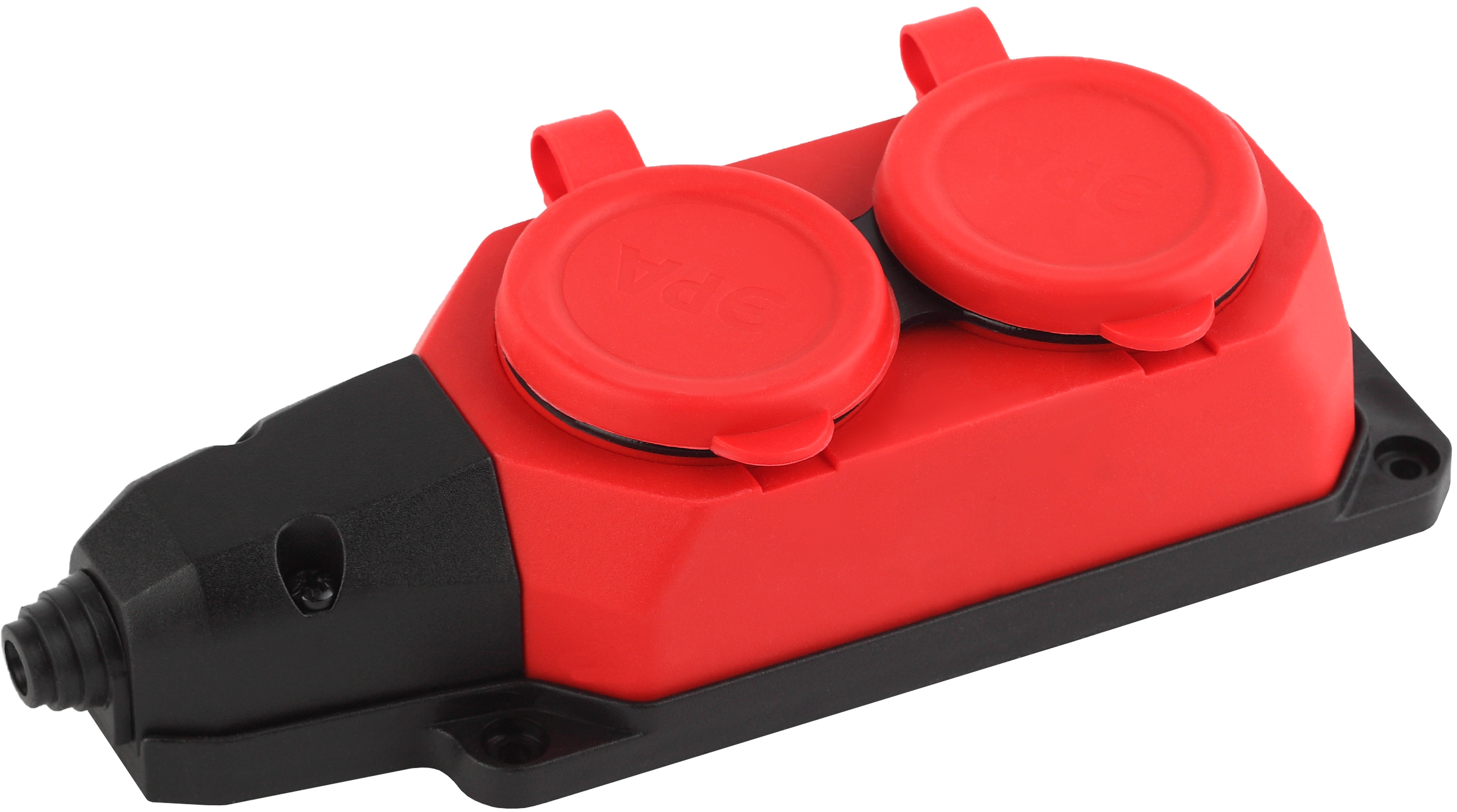 Колодка ЭРА K-2e-RED-IP44 каучуковая с заземлением 2 розетки 16A IP44 красная
