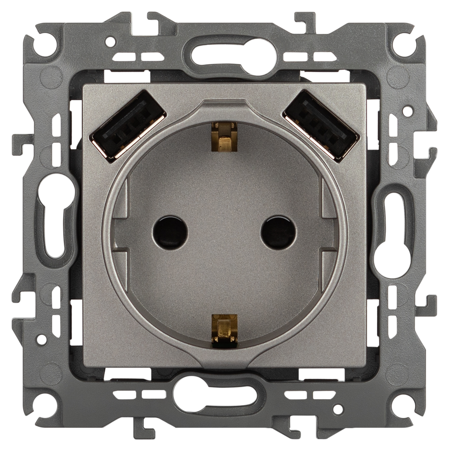 Розетка ЭРА Серия 12 12-4109-16 2P+E 16A-250В шторками с 2xUSB 5В-3А титан