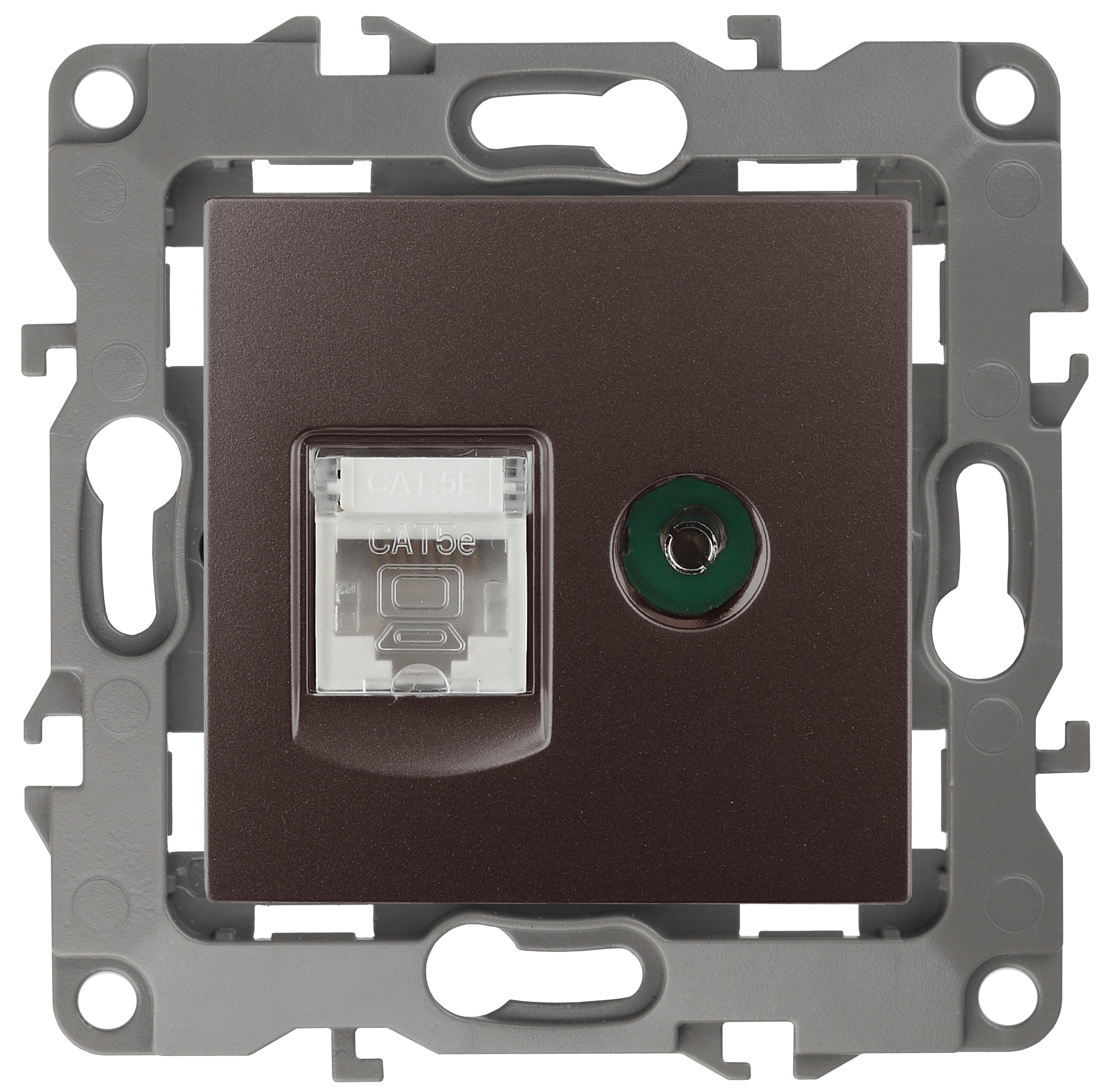 Розетка ЭРА Серия 12 12-3110-13 комбинированная RJ45+TV IP20 бронза
