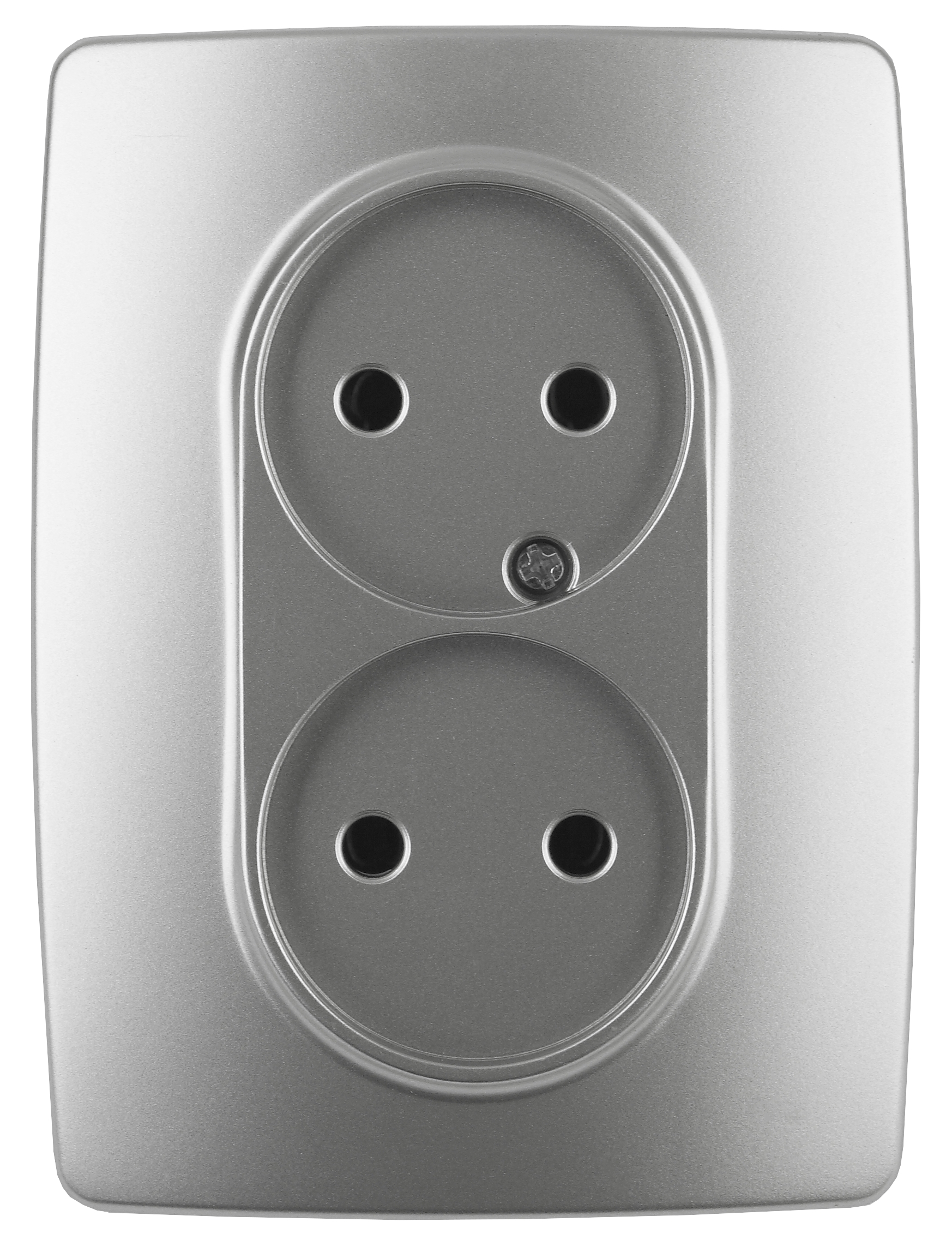 Розетка ЭРА Серия 12 12-2107-03 двойная без заземления 2X2P 16A-250В IP20 алюминий