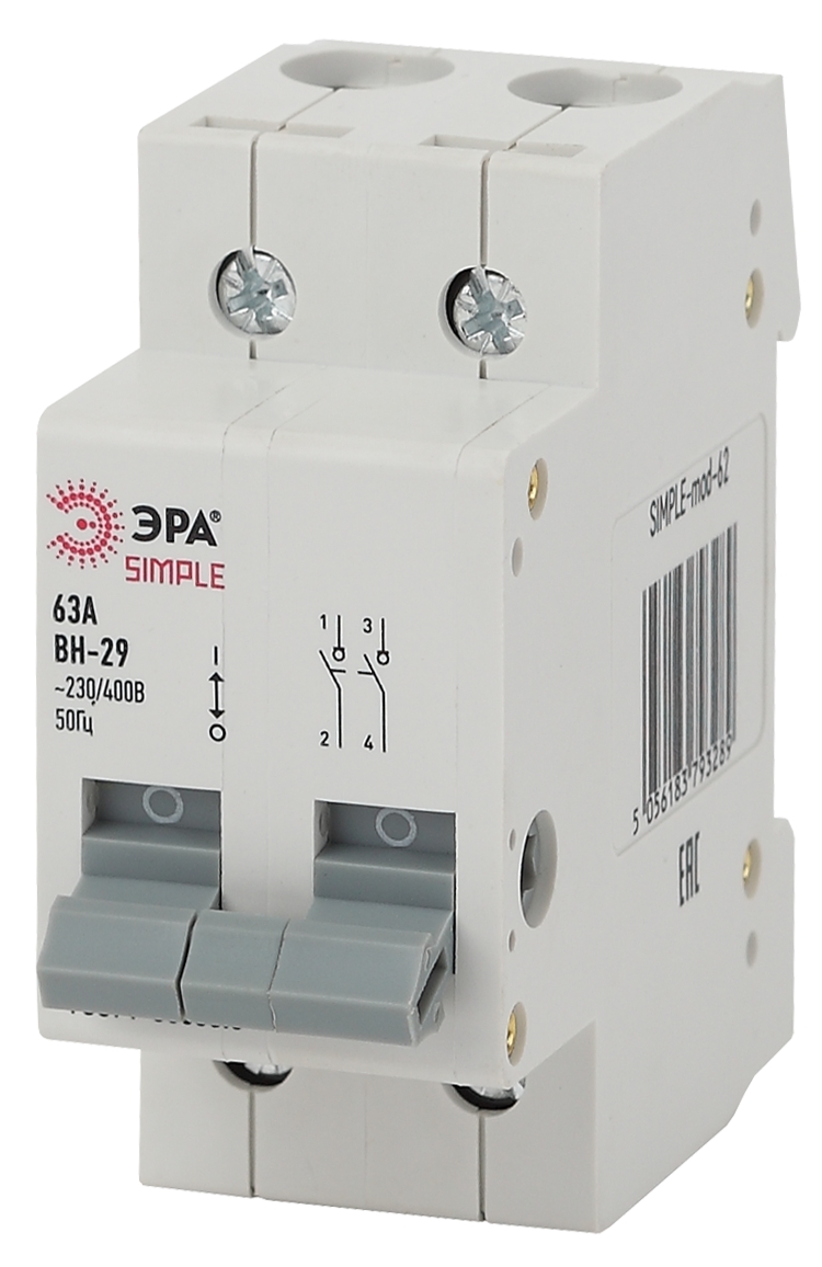 Выключатель нагрузки ЭРА SIMPLE SIMPLE-mod-62 2P 63А ВН-29