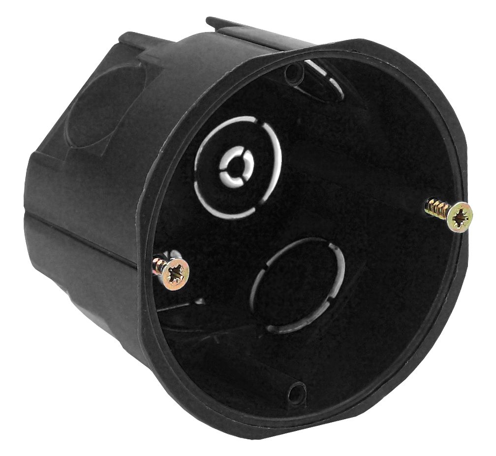 Коробка установочная ЭРА KUT-68-45-black черная 68х45мм для твердых стен саморезы IP20