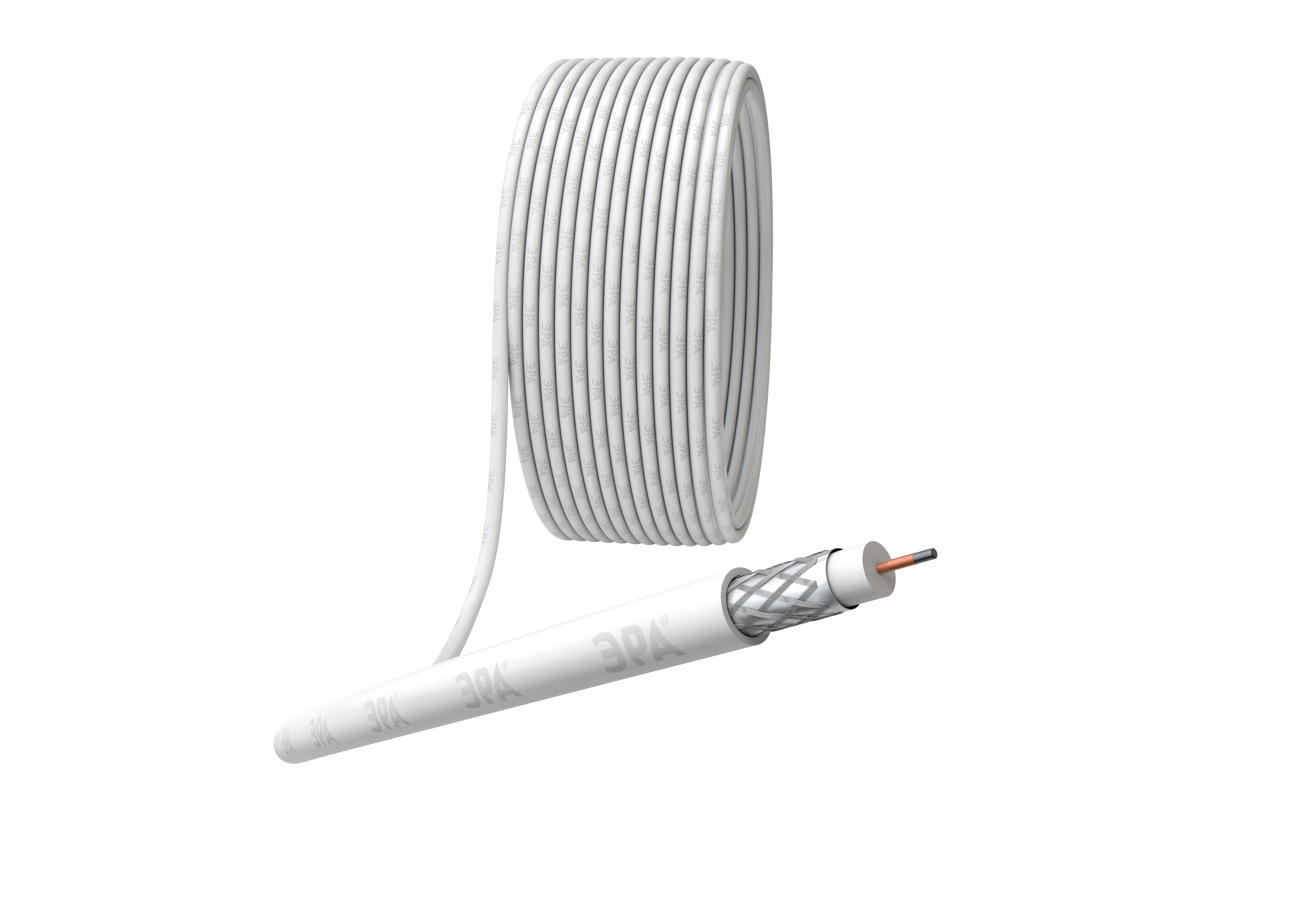 ЭРА Кабель коаксиальный RG-6U, 75 Ом, CCS/(оплётка Al 32%), PVC, цвет белый, бухта 100 м, SIMPLE (6/