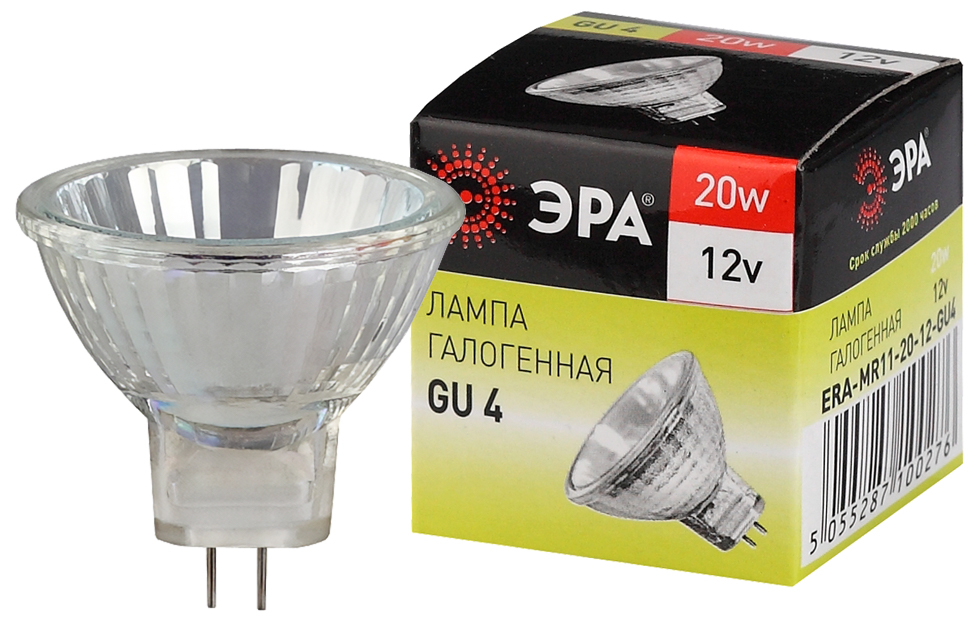 Лампа галогенная ЭРА GU4-MR11-20W-12V-30CL 20Вт софит теплый белый свет GU4