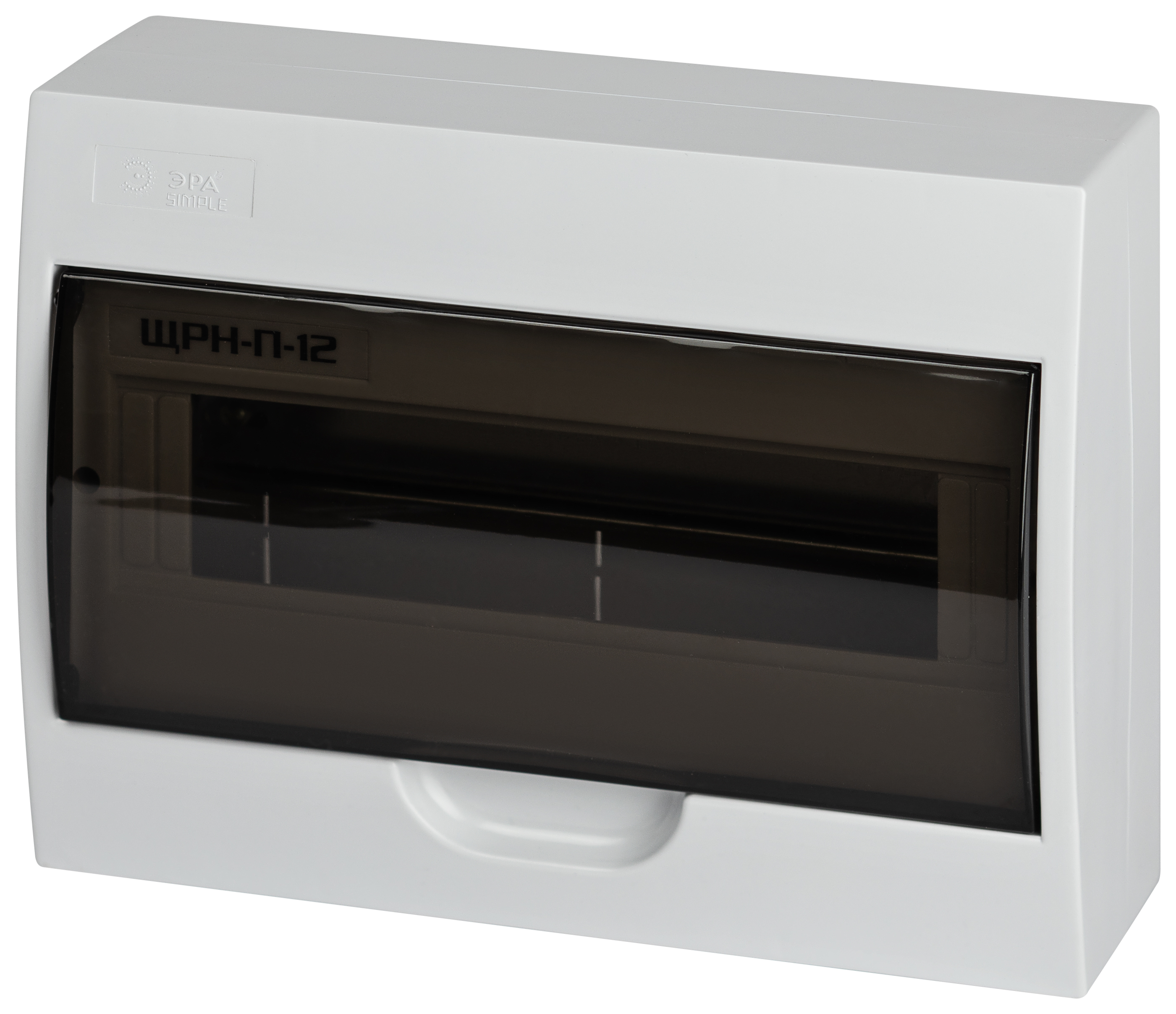 Корпус пластиковый навесной ЭРА SIMPLE ЩРН-П-12 IP41 без шин прозрачная крышка белый