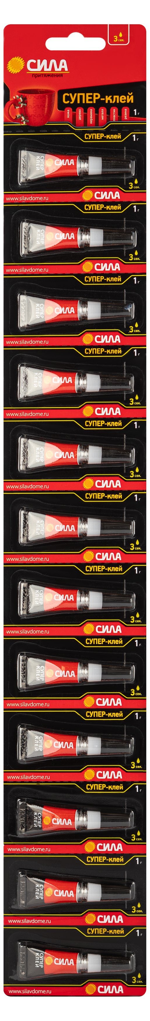 Супер-клей СИЛА SET12-SSBL12-1 Набор 12 шт на ленте СВЕРХПРОЧНЫЙ 1 г