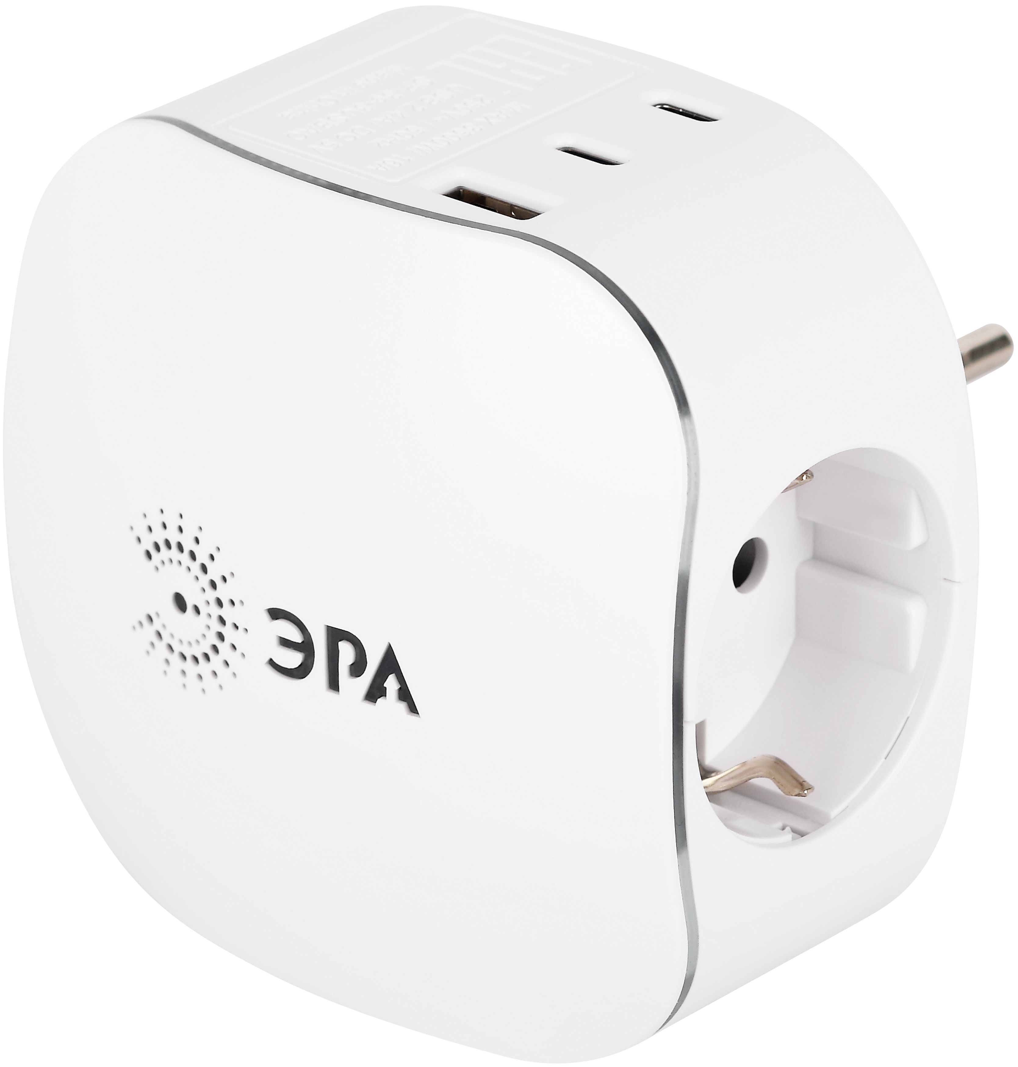 Разветвитель электрический ЭРА SP-3e-3USBAC-W на 3 розетки + 3 USB A+C с заземлением со шторками 16А белый